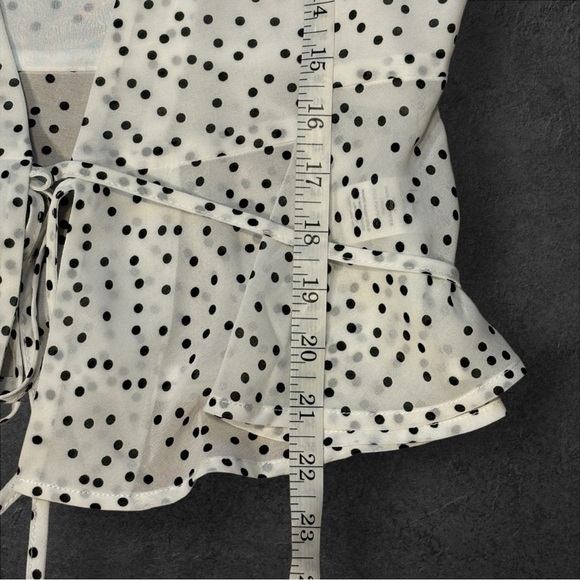 Lulus Destini Polka Dot Wrap Blouse Size Medium NWT - Picture 9 of 11